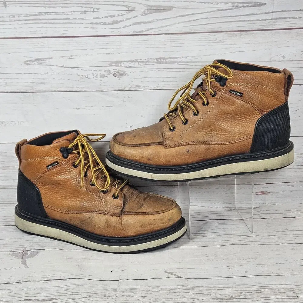 Duluth Trading Co. Wedgestone Spike Men's Brown Leather Boots US 10M Vibram ASTM
